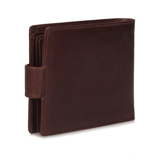 Wielokieszeniowy męski portfel skórzany ciemno brązowy