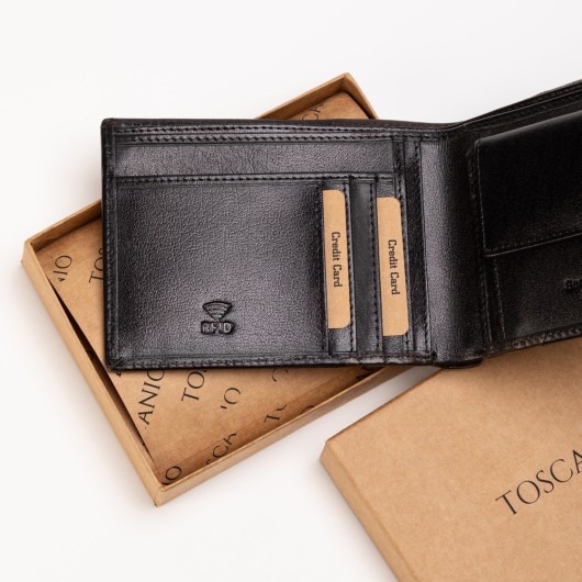 Męski portfel skórzany czarny