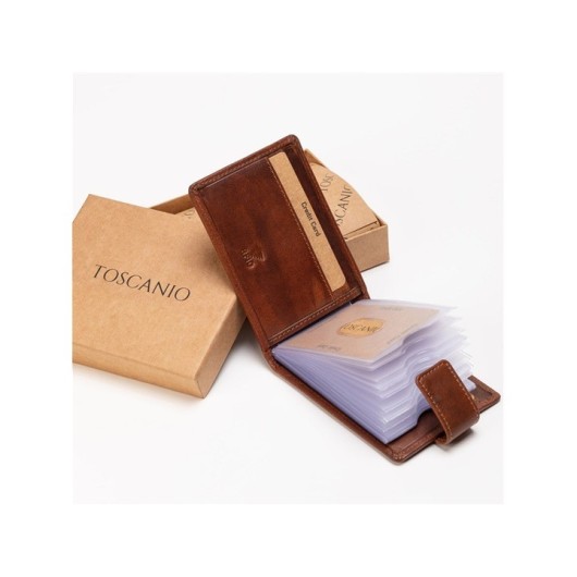 Wizytownik portfel skórzany męski brązowy Toscanio