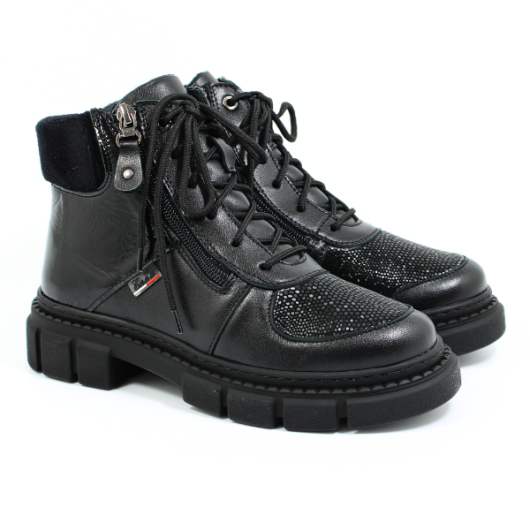 Skórzane damskie trzewiki profilaktyczne Enna czarne