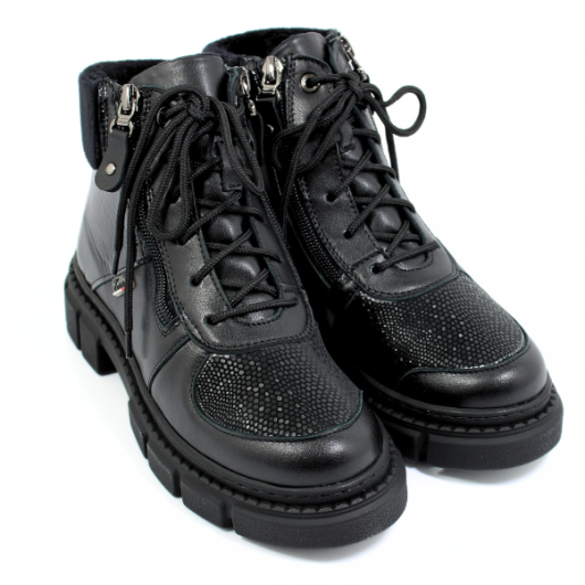 Skórzane damskie trzewiki profilaktyczne Enna czarne