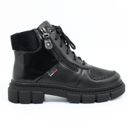 Skórzane damskie trzewiki profilaktyczne Enna czarne
