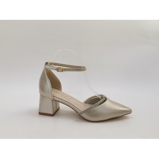 Czółenka damskie wizytowe złote Sabatina