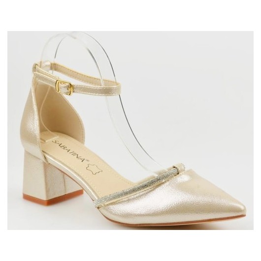 Czółenka wizytowe damskie złote Sabatina