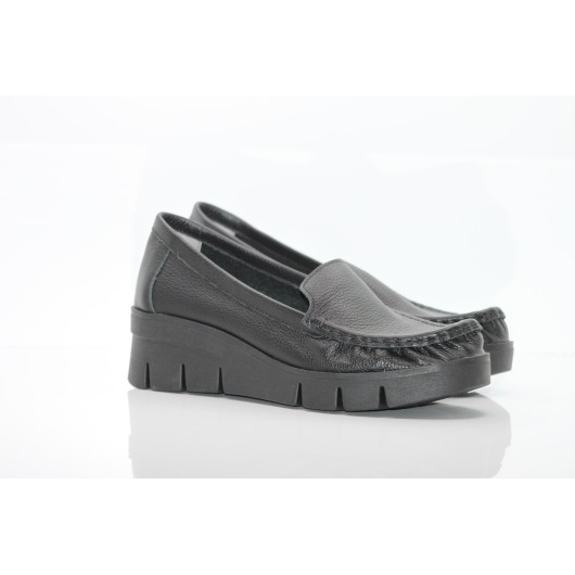 Mokasyny na koturnie skórzane Dwunasty czarne