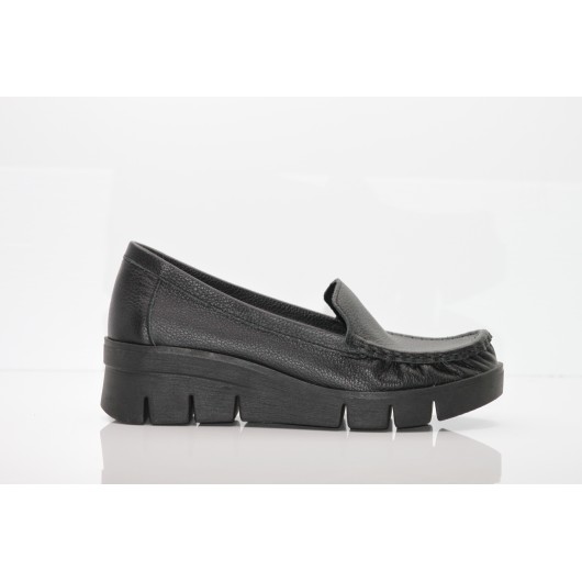 Mokasyny na koturnie skórzane Dwunasty czarne