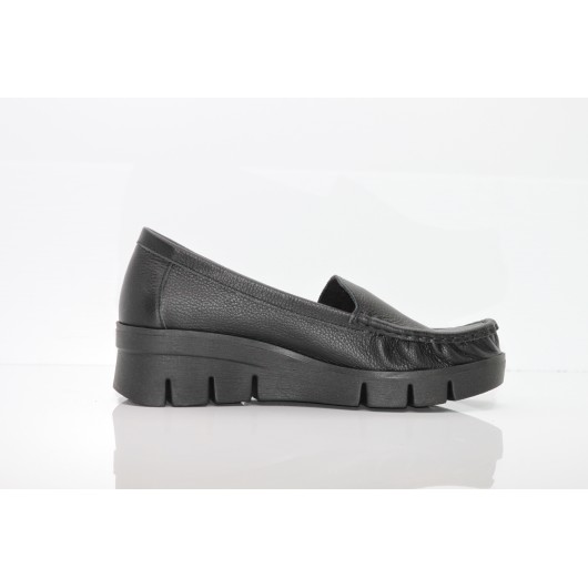 Mokasyny na koturnie skórzane Dwunasty czarne