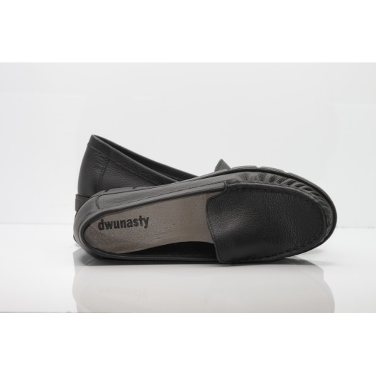 Mokasyny na koturnie skórzane Dwunasty czarne