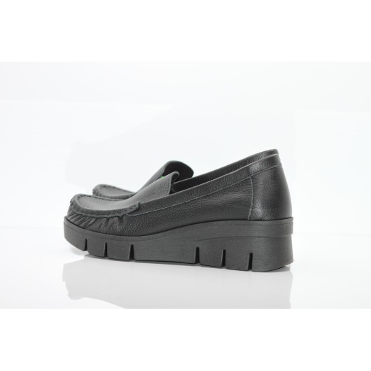 Mokasyny na koturnie skórzane Dwunasty czarne