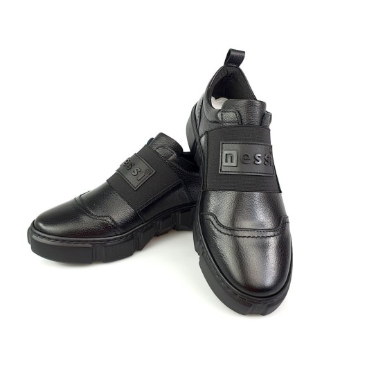 Buty sportowe Nessi czarne skórzane wygodne