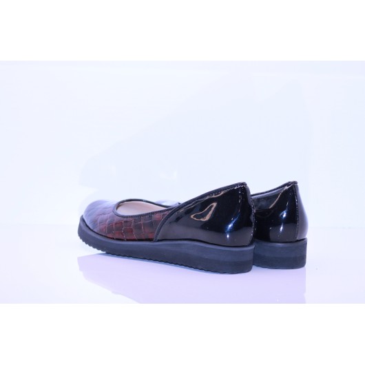 Półbuty damskie Maxoni skóra bordowe lakierowane