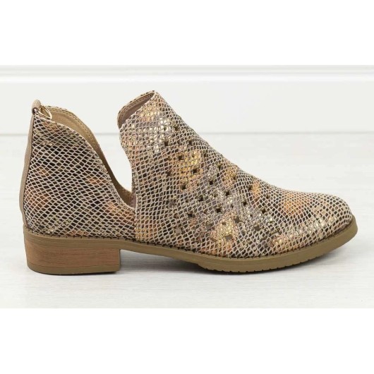 Botki na obcasie złoty wąż M.Daszyński