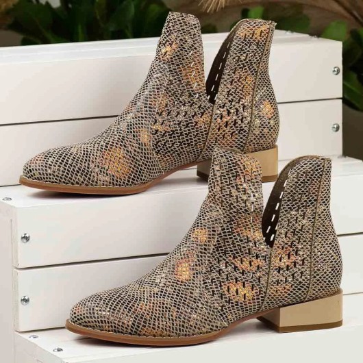 Botki na obcasie złoty wąż M.Daszyński