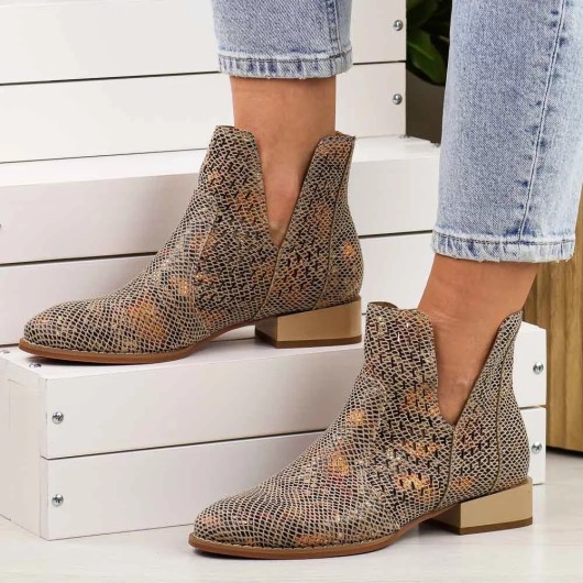 Botki na obcasie złoty wąż M.Daszyński