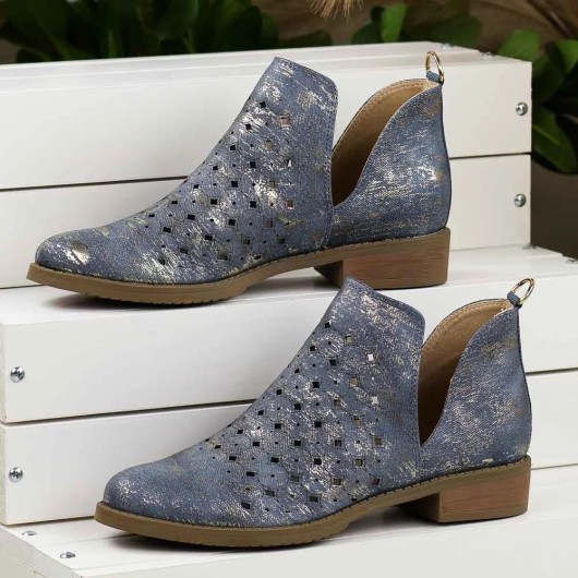 Botki damskie ażurowe niebieski M.Daszyński