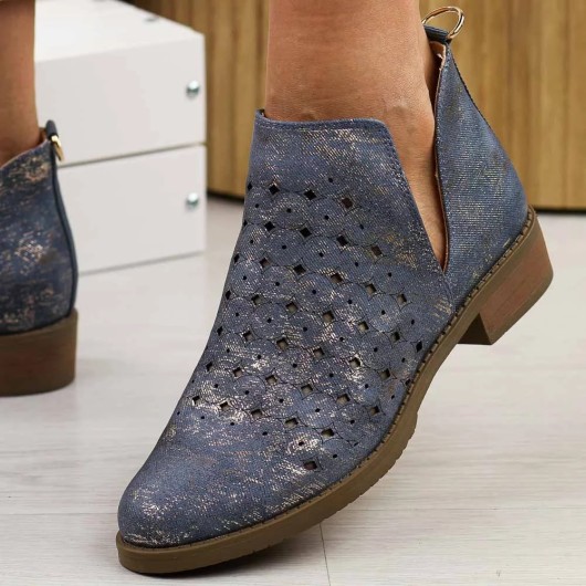 Botki damskie ażurowe niebieski M.Daszyński