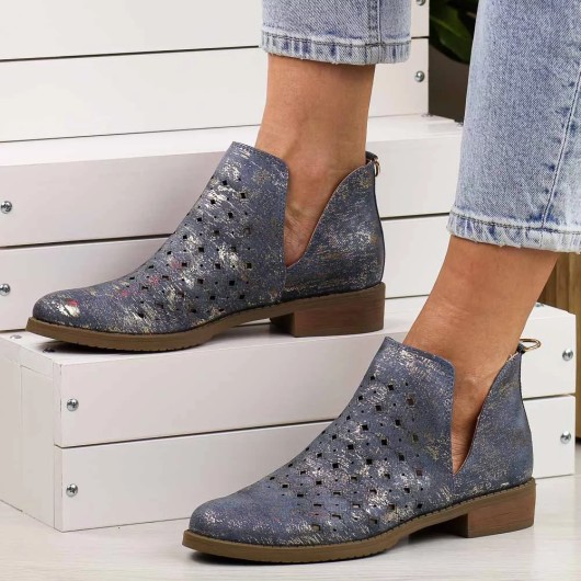 Botki damskie ażurowe niebieski M.Daszyński