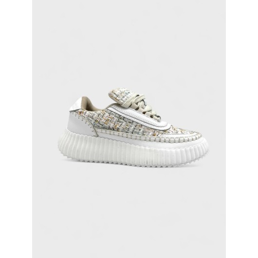 Skórzane sneakersy białe sznurowane na platformie Tanzzani wygodne HIT