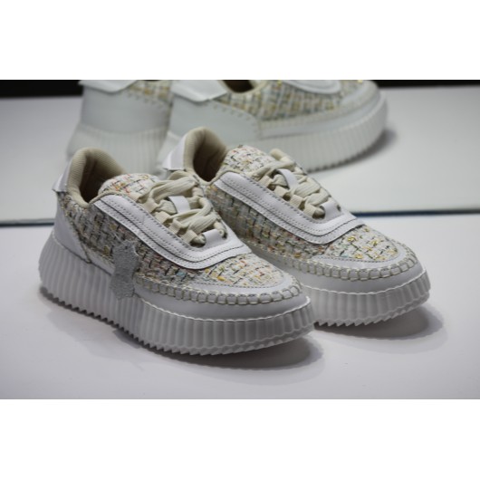 Skórzane sneakersy białe sznurowane na platformie Tanzzani wygodne HIT