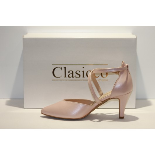 Skórzane sandałki wizytowe Clasicco pudrowy róż