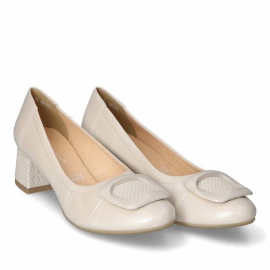 Czółenka damskie Bio-eco by Arka perła skórzane