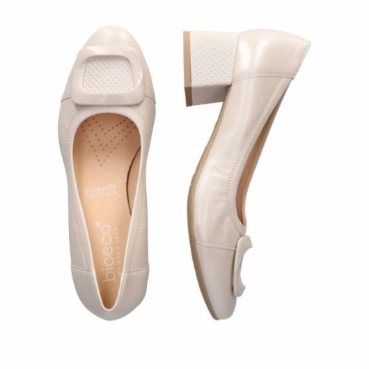 Czółenka damskie Bio-eco by Arka perła skórzane