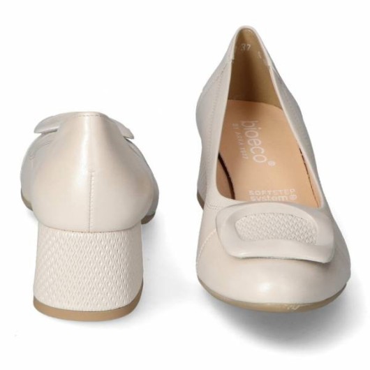 Czółenka damskie Bio-eco by Arka perła skórzane