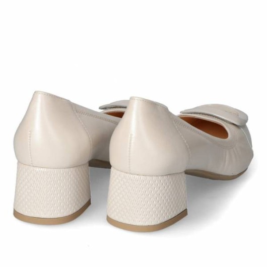 Czółenka damskie Bio-eco by Arka perła skórzane