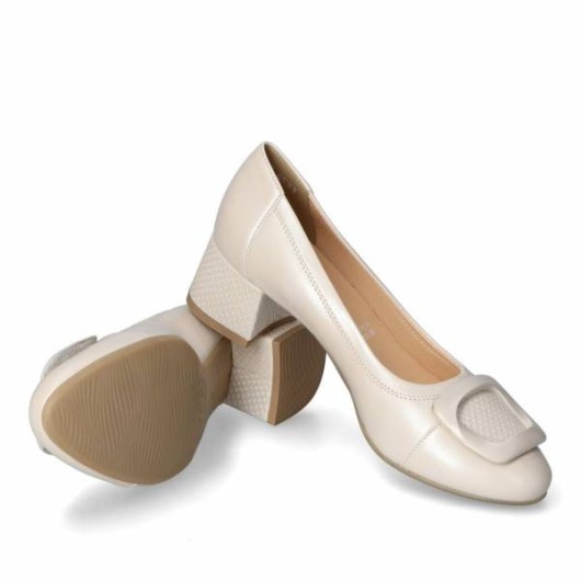 Czółenka damskie Bio-eco by Arka perła skórzane