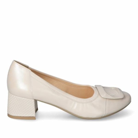 Czółenka damskie Bio-eco by Arka perła skórzane