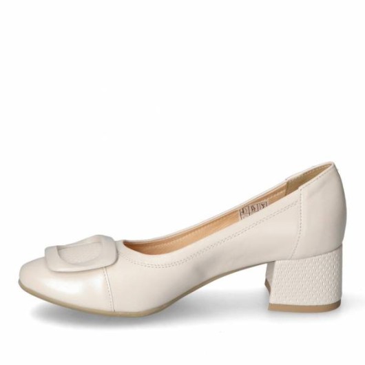 Czółenka damskie Bio-eco by Arka perła skórzane