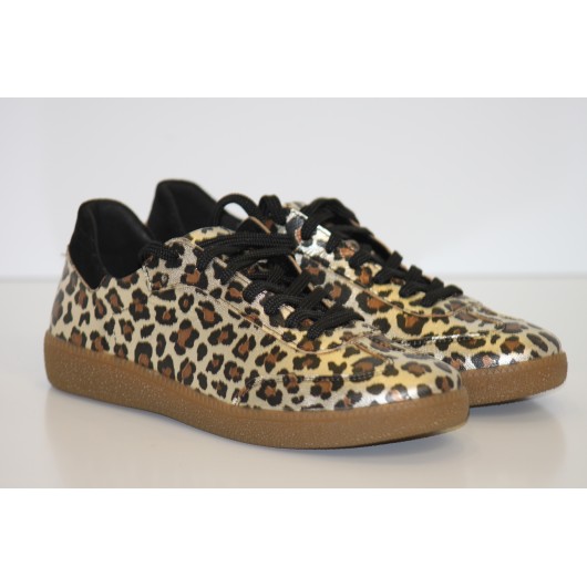Sneakersy skórzane w panterkę Kampa