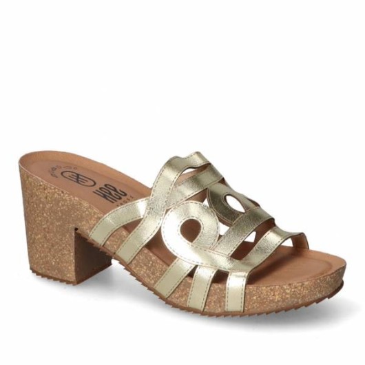 Klapki na koturnie naturalny korek