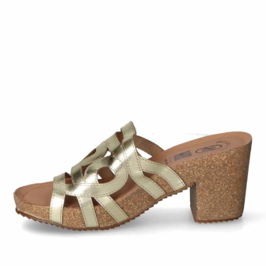 Klapki na koturnie naturalny korek