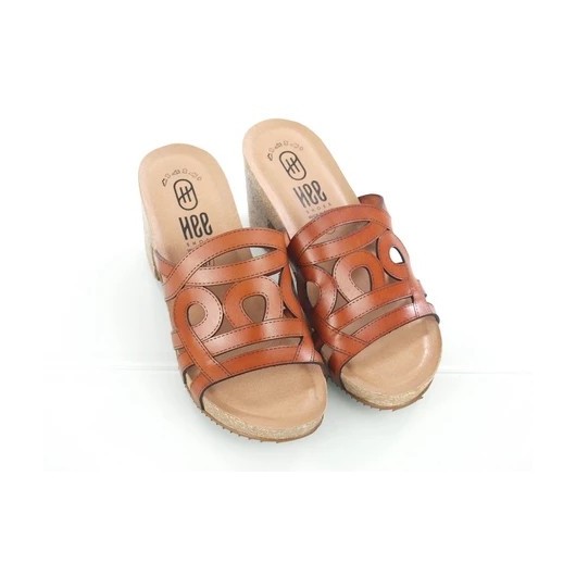 Klapki skórzane damskie hiszpańskie brązowe