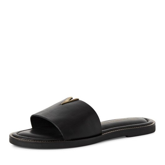 Klapki skórzane czarne Marco Tozzi