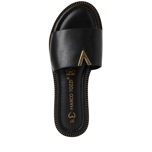 Klapki skórzane czarne Marco Tozzi