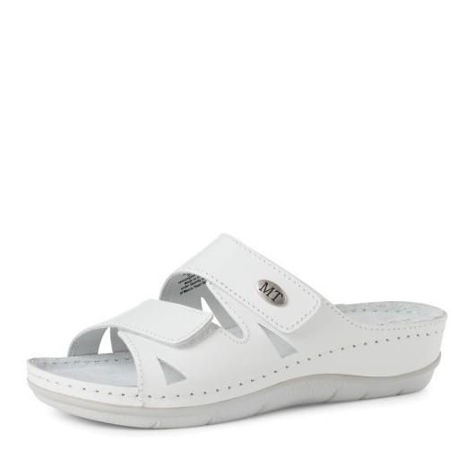 Białe klapki skórzane Marco Tozzi