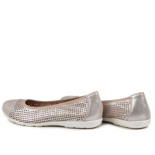 Baleriny damskie ażurowe Caprice oddychające złote