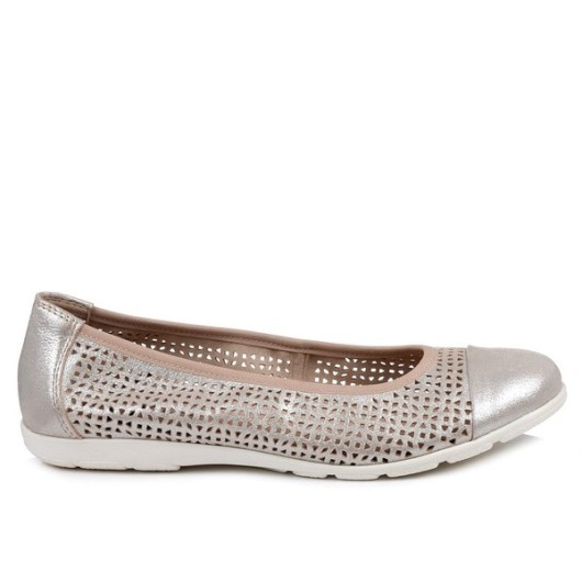 Baleriny damskie ażurowe Caprice oddychające złote