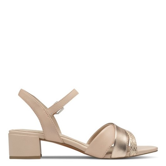 Sandałki damskie skórzane Marco Tozzi beżowe