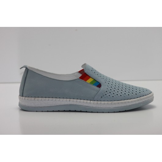 Półbuty damskie ażurowe skórzane Loretta Vitale blue