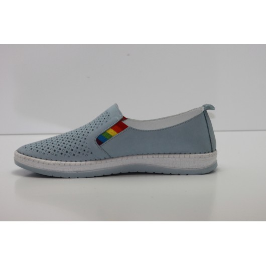 Półbuty damskie ażurowe skórzane Loretta Vitale blue