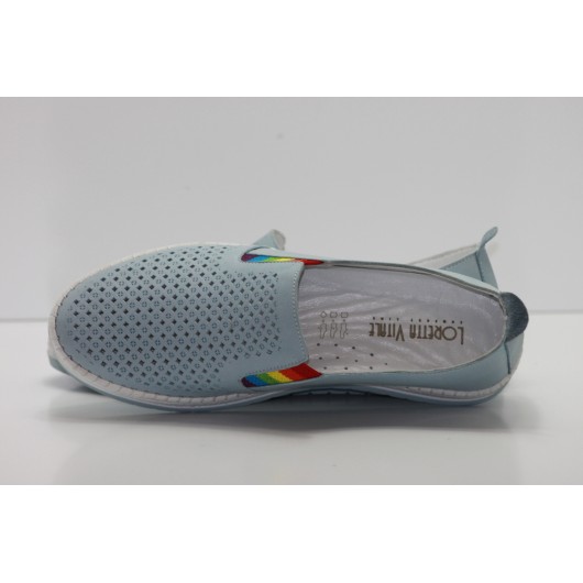 Półbuty damskie ażurowe skórzane Loretta Vitale blue