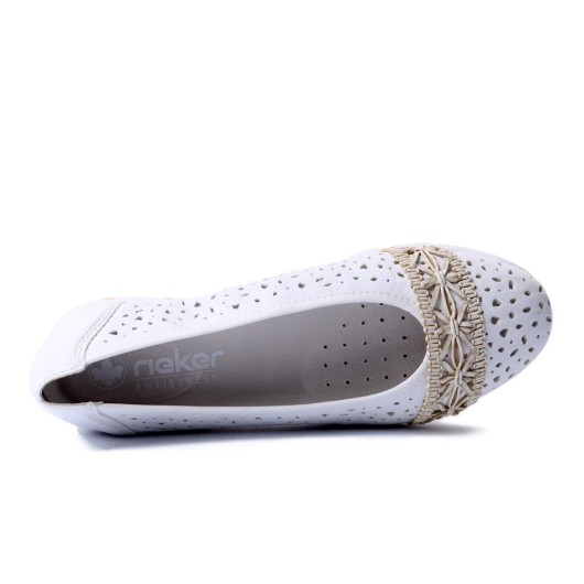 Baleriny damskie białe Rieker L3062-80
