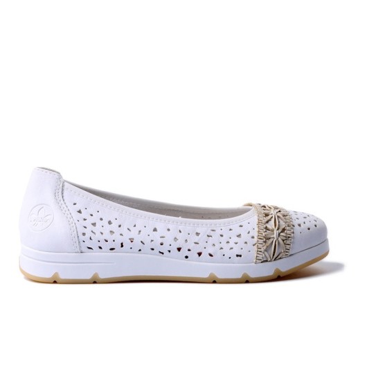 Baleriny damskie białe Rieker L3062-80