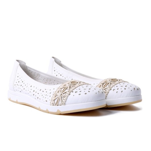 Baleriny damskie białe Rieker L3062-80