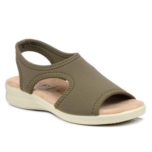 Sandały damskie zdrowotne ze streczem oliwkowe Sanital Flex