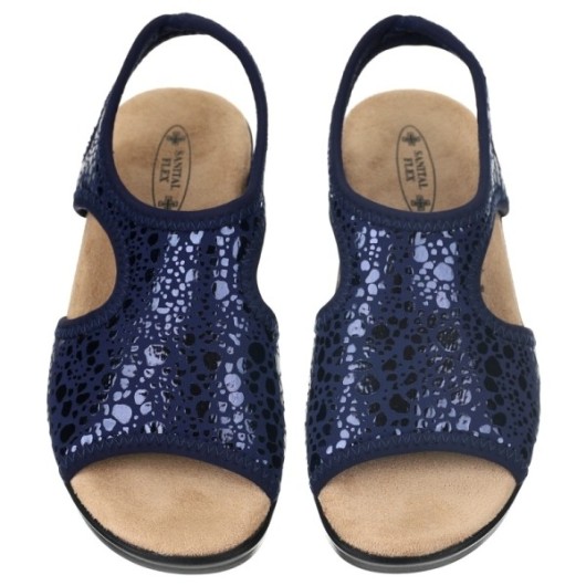 Sandały damskie zdrowotne navy ze streczem Sanital Flex