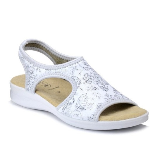 Sandały ze streczem damskie białe zdrowotne Sanital Flex